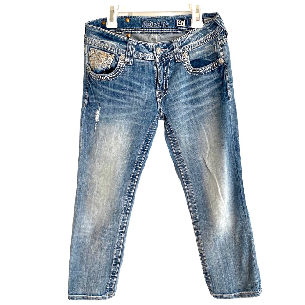 Miss Me cuffed capri jean paisley rhinestones 27